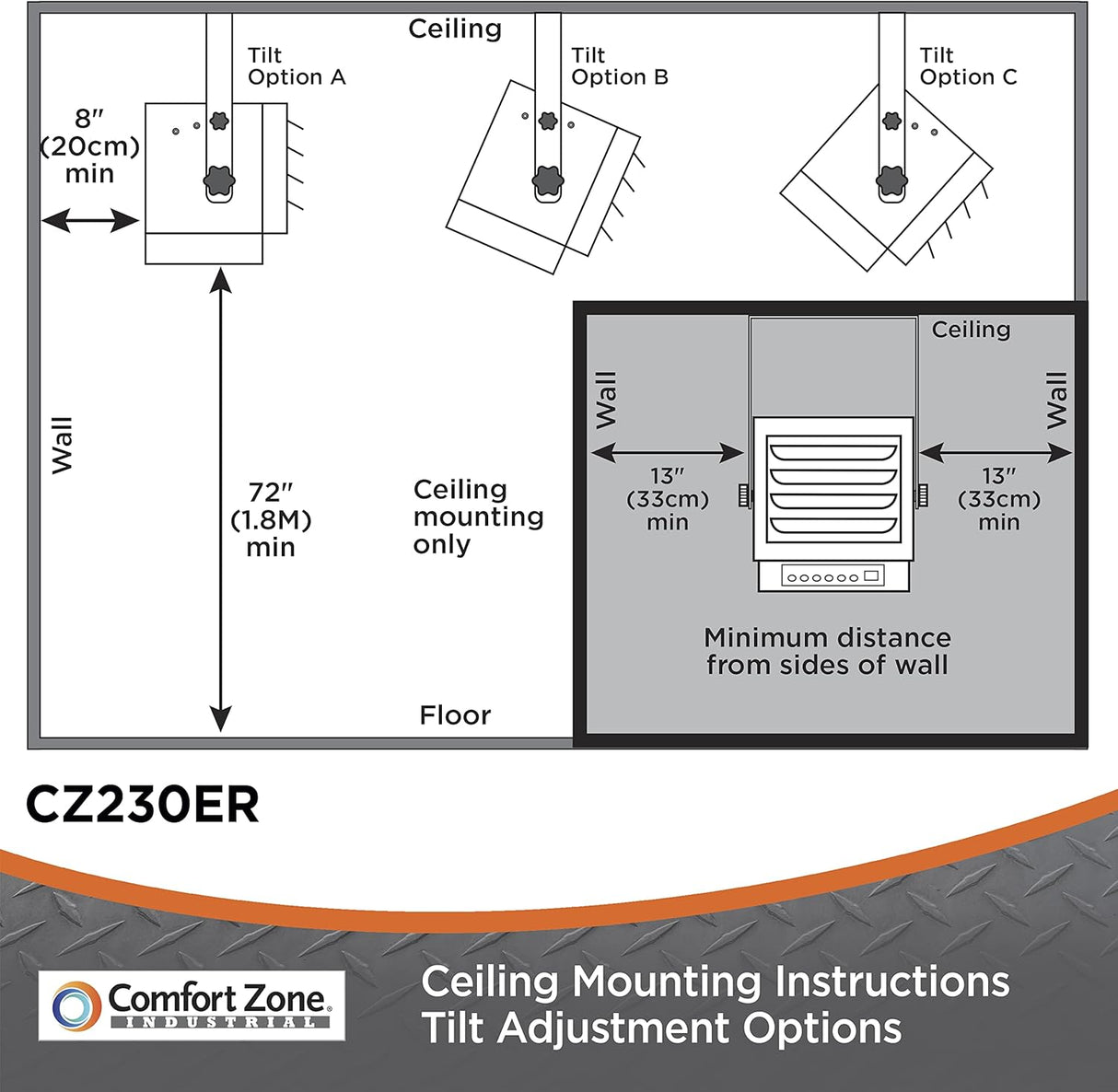 Calefactor de 7,500 vatios y 240 V con control remoto, Gris