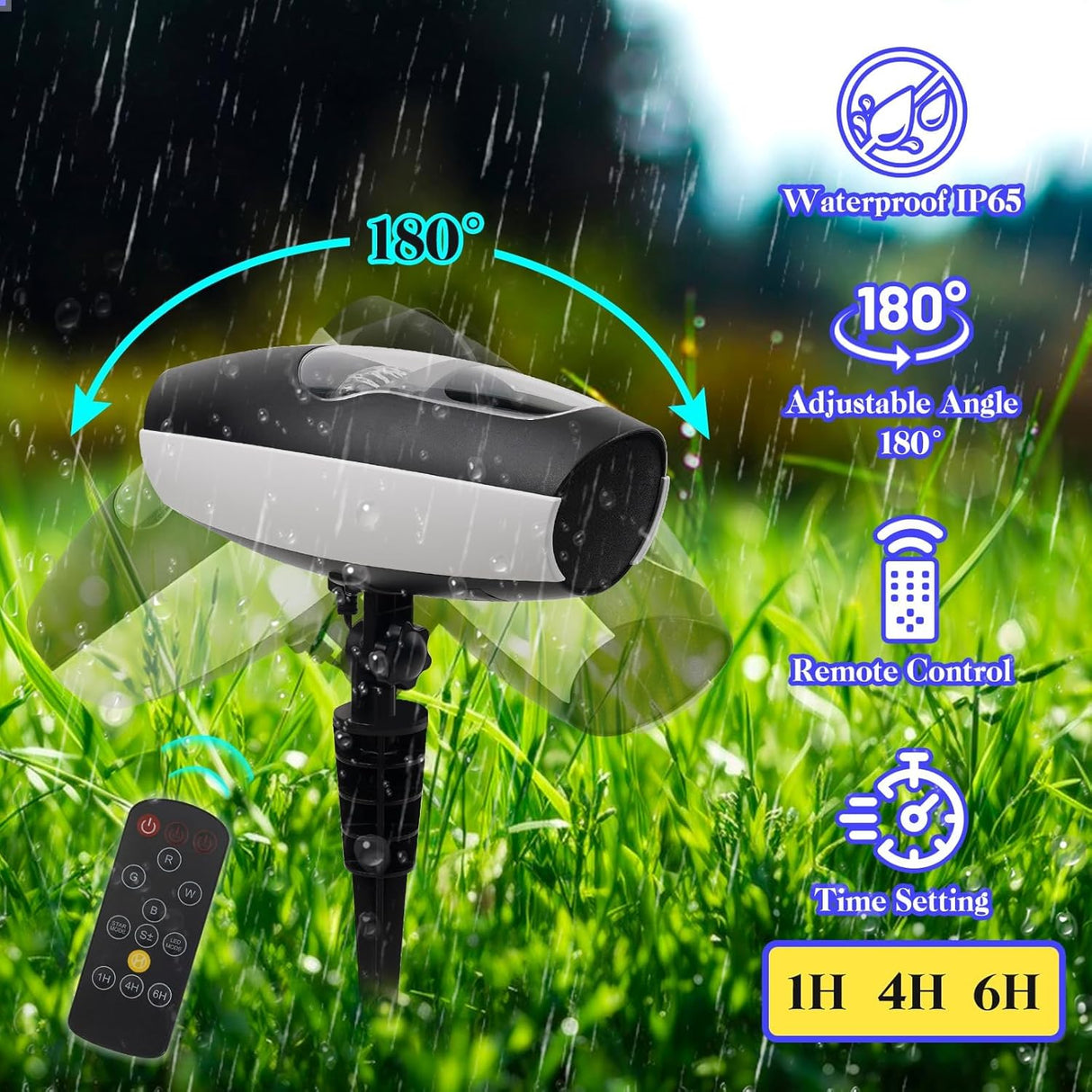 Proyector de luces navideñas, LED, 7 colores, con control RF