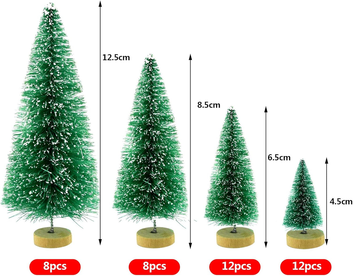 Yookat 40 Piezas Mini Árboles de Navidad con Base de Madera