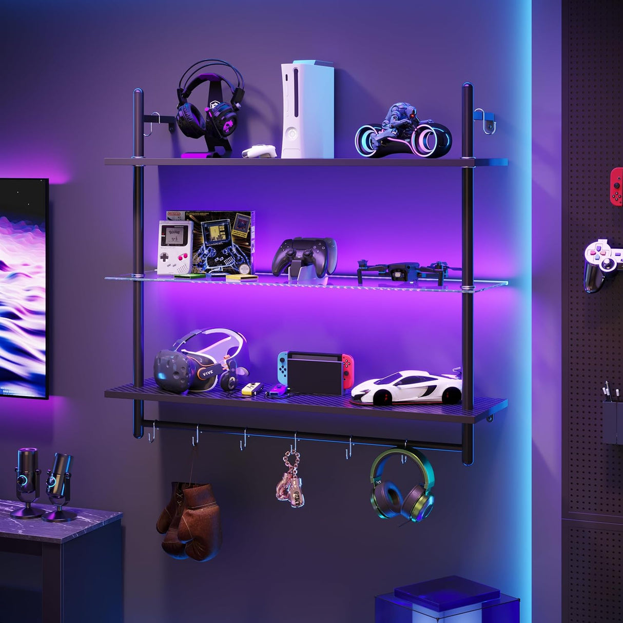 Estante Flotante LED Bestier, 3 Niveles, Soporte de Pared 41