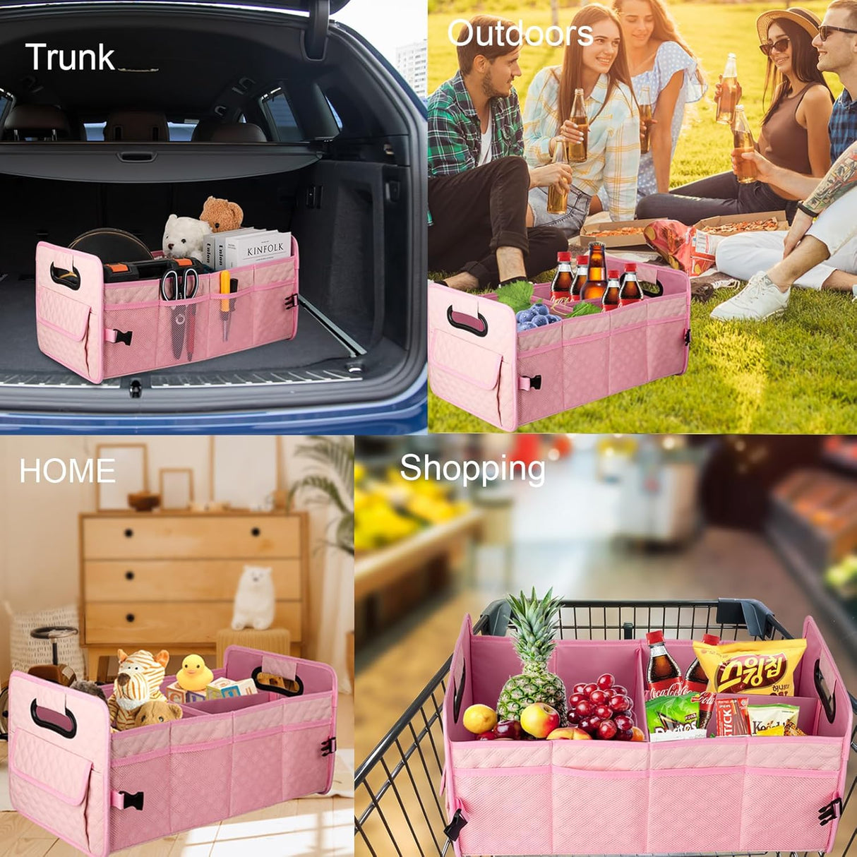 Organizador de Maletero JiatuA, Contenedor Plegable Multi Compartimentos