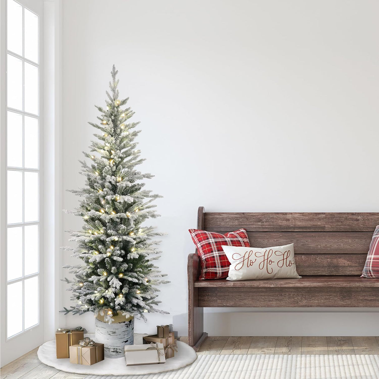 Árbol de Navidad artificial Puleo, Flocked, Pino Ártico, 301-PTO9760-60LW120