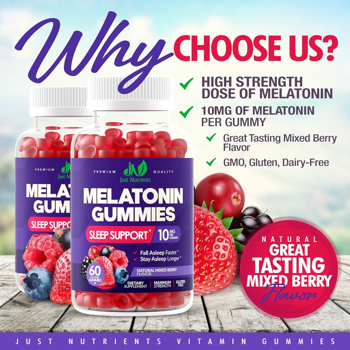 Gomitas para dormir de 10 mg para adultos (60 porciones)