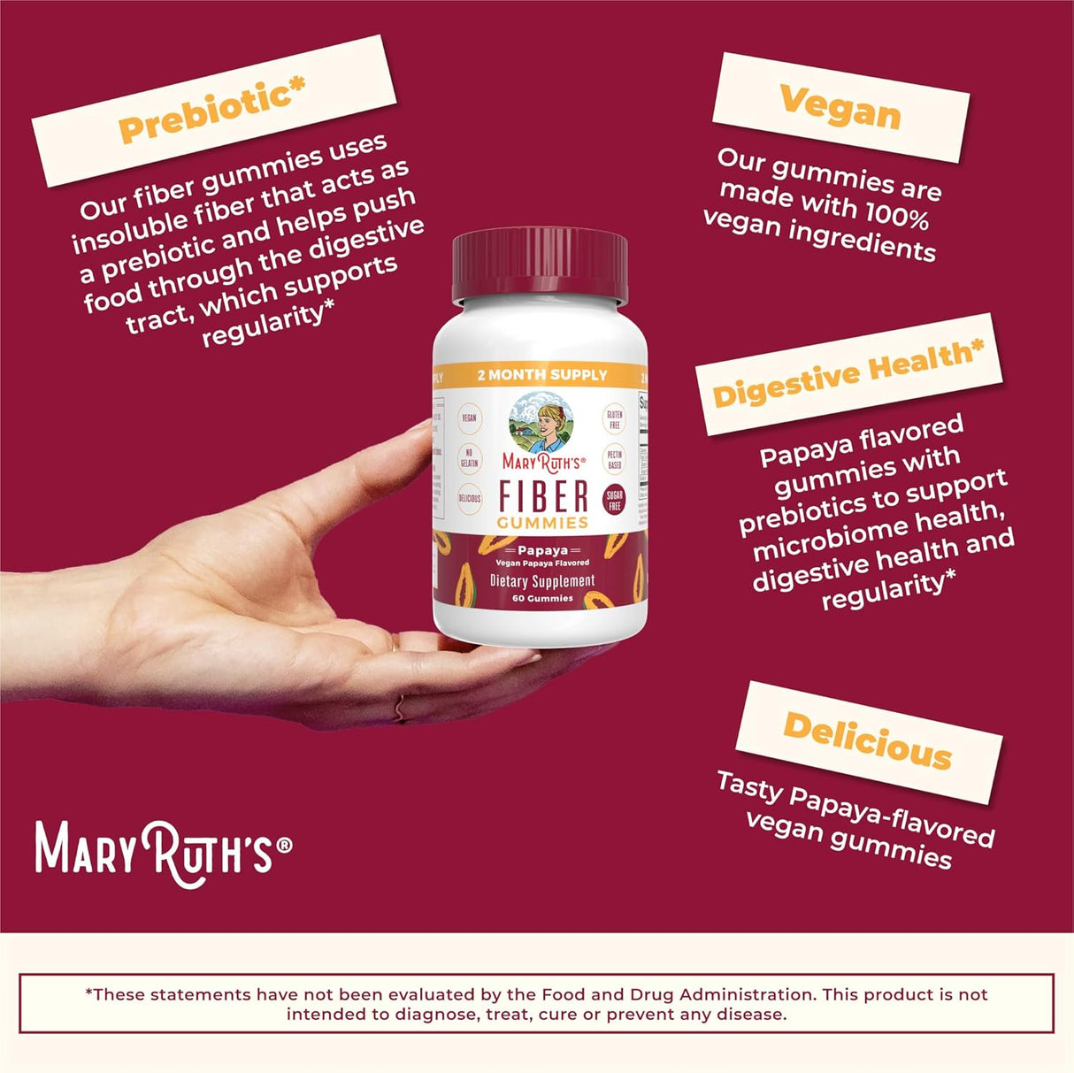 Suplementos de fibra para adultos Suministro de 2 meses