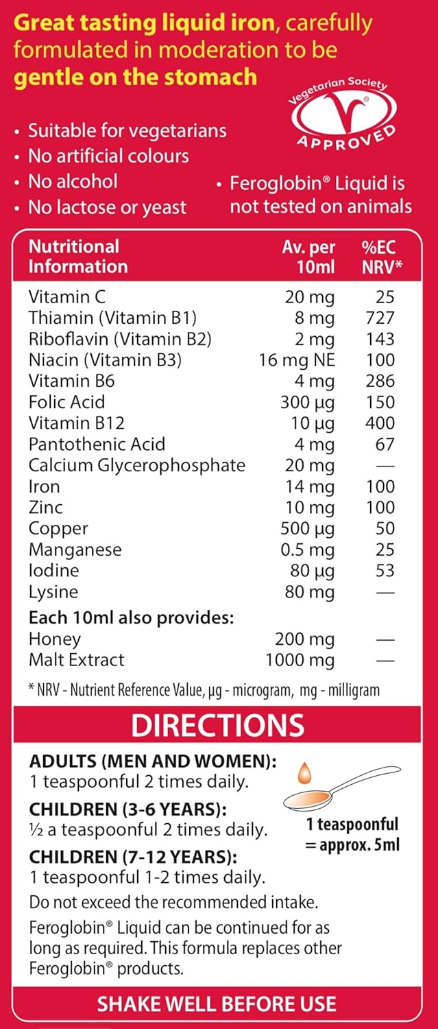 Suplemento Feroglobina Suave Hierro y Líquido Nutrientes
