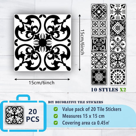 Pegatinas Retro para Azulejos, PVC, Estilo Marruecos, 6x6 Pulg