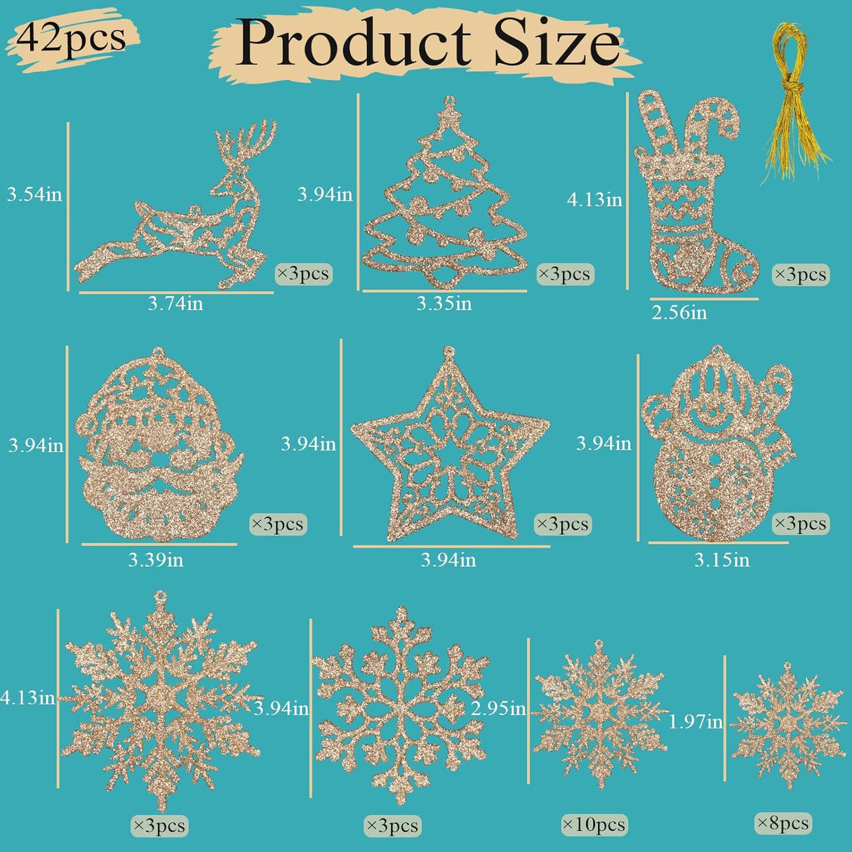 Set de 42 Adornos de Árbol de Navidad - Decoraciones Festivas