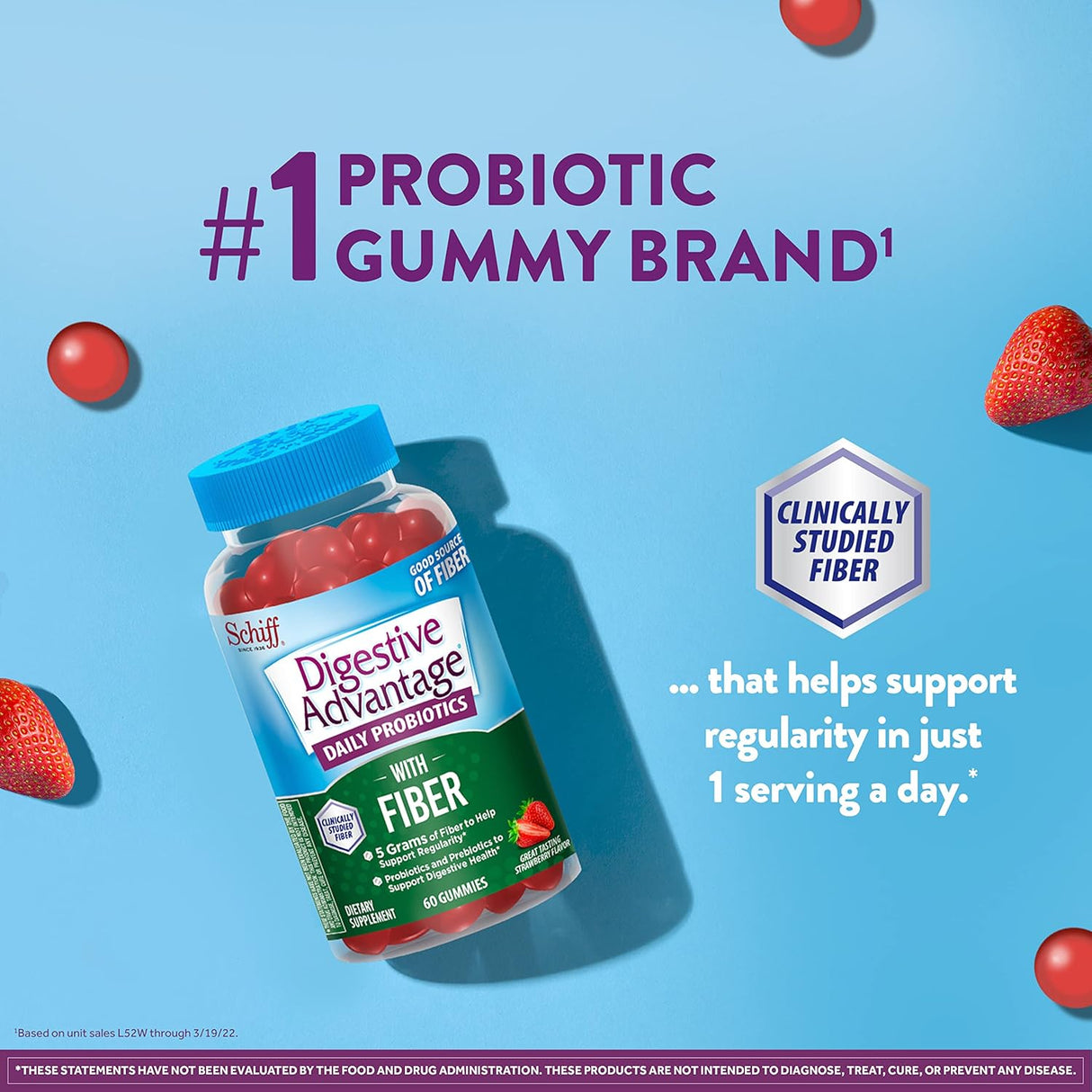 Suplementos Digestive Advantage Gomitas de fibra prebiótica