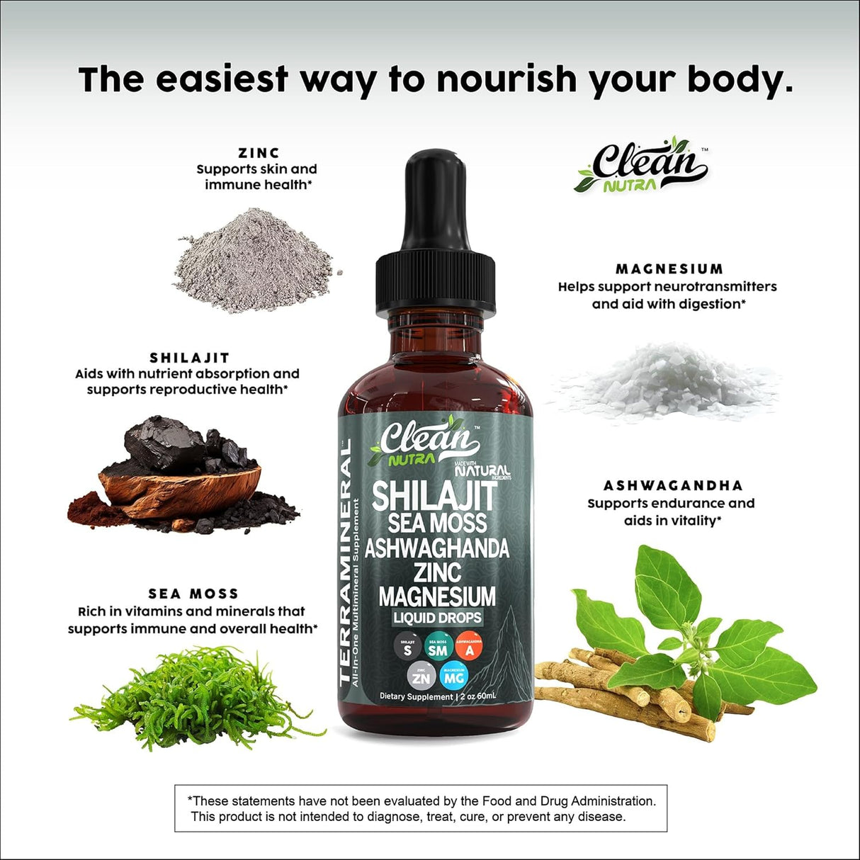 Gotas de Shilajit - Clean Nutra, con Ashwagandha y Minerales