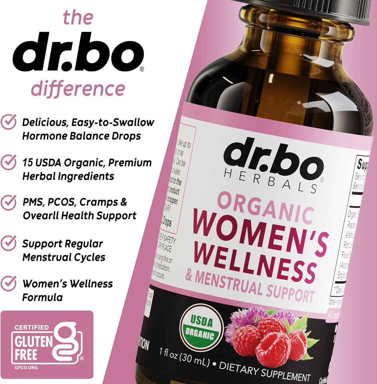 Suplemento orgánico de equilibrio hormonal y alivio PMS, 1 oz