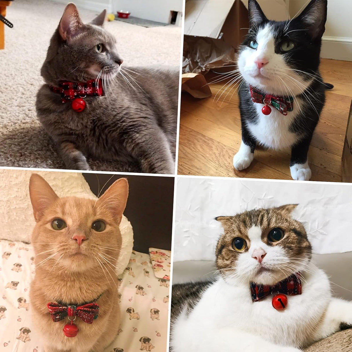 Disfraces Juego de 2 collares de gato de Navidad talla única