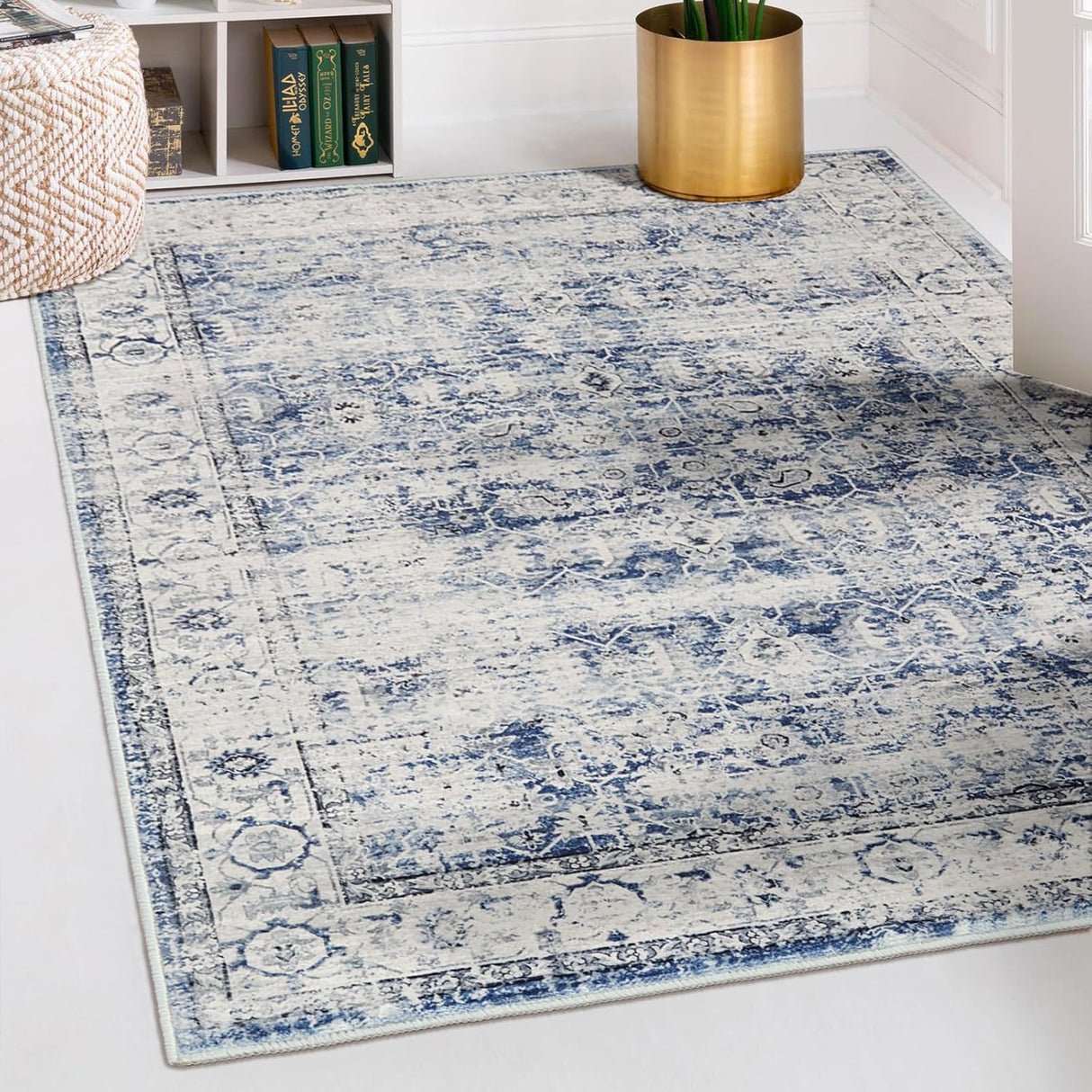 Alfombras lavables azules para dormitorio antideslizantes