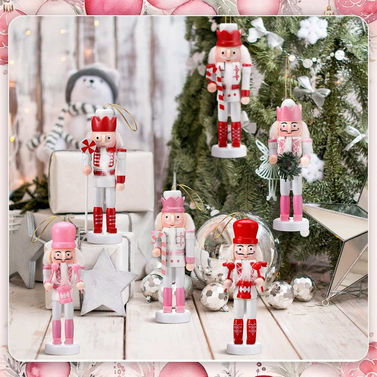 15 Piezas Adornos de Navidad Soldados Nutcracker de Madera