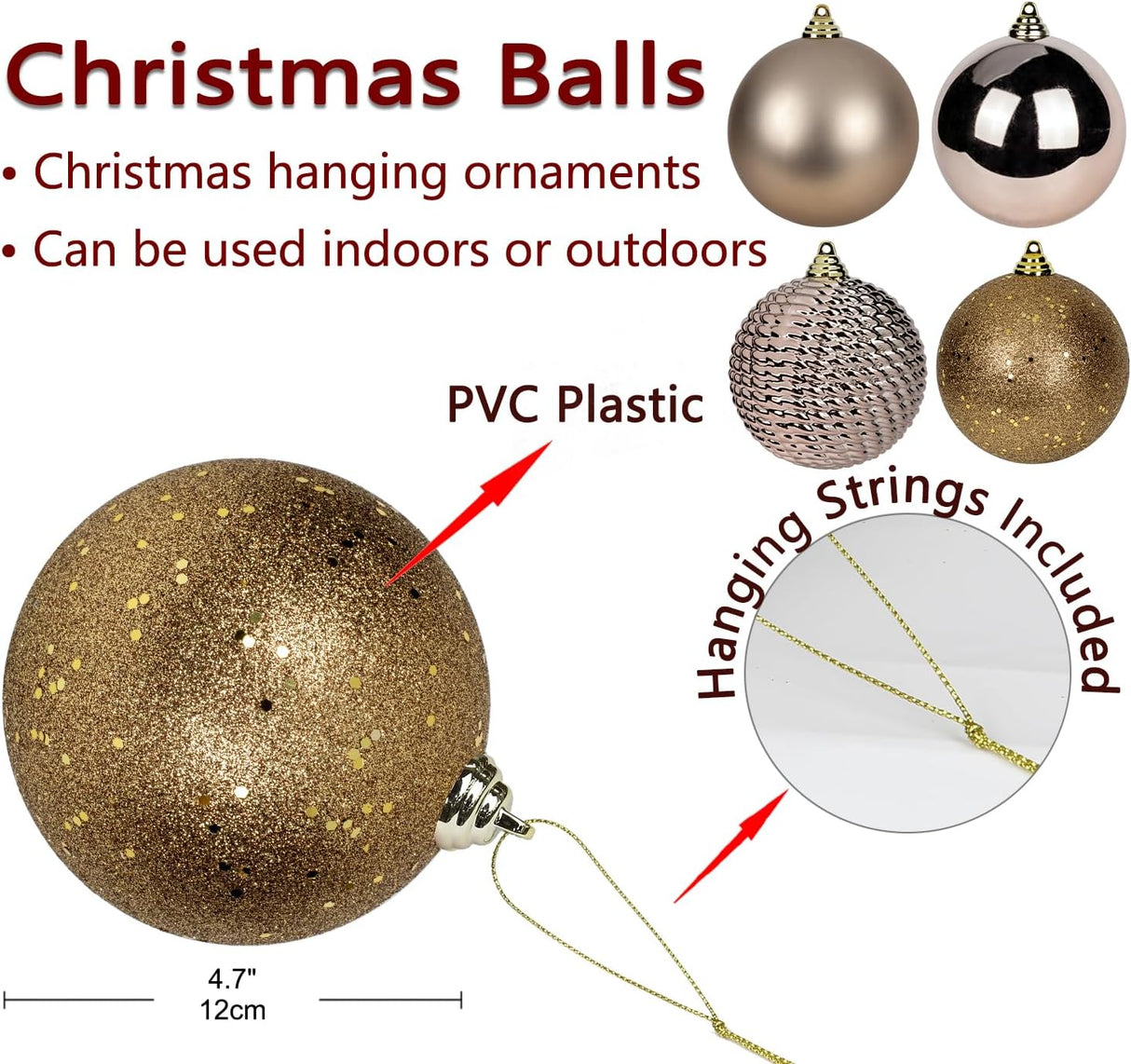 Bolas de Navidad 4.7 Shatterproof, Decoraciones Grandes