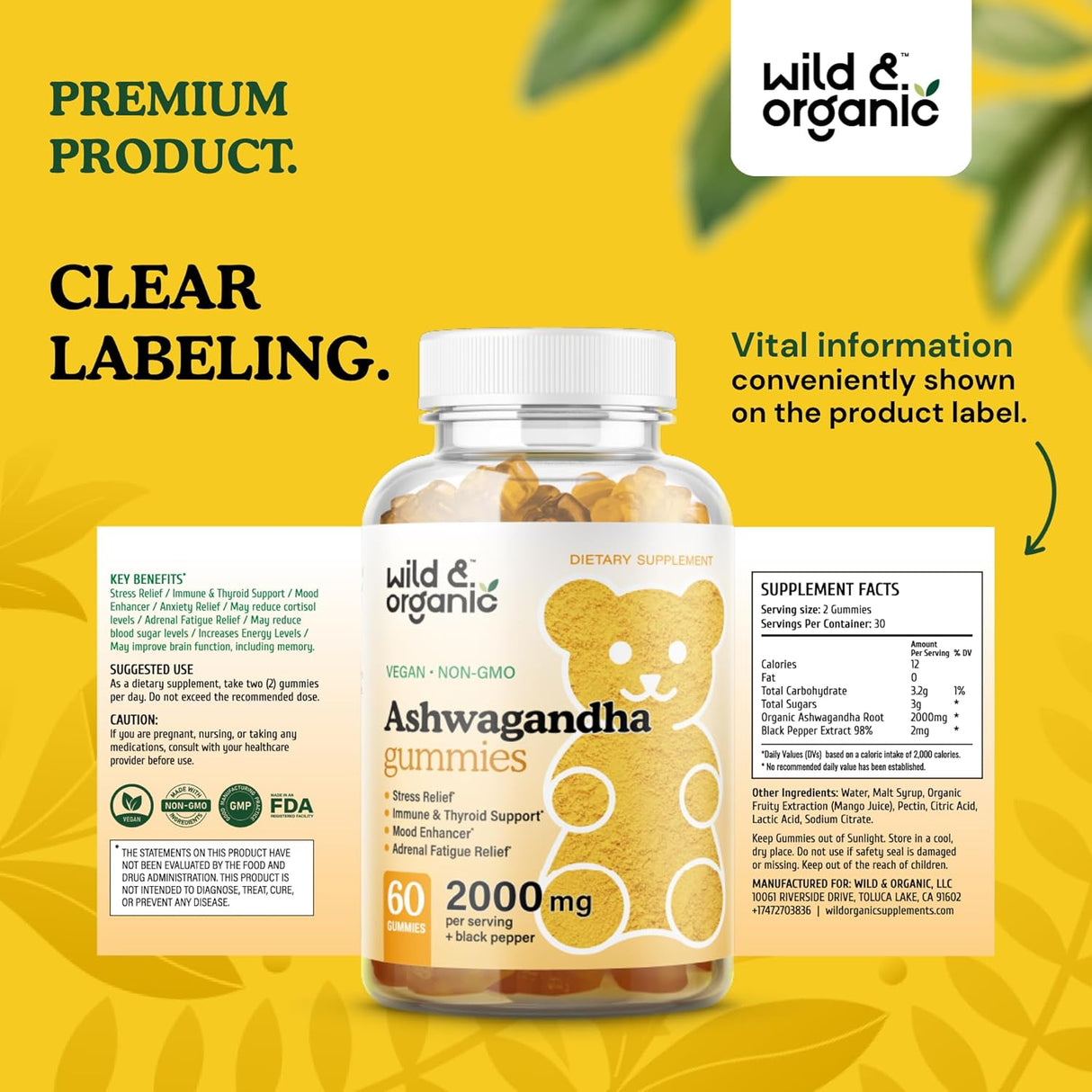 Gomitas Ashwagandha 2000mg - Suplemento Natural - 60 Chews