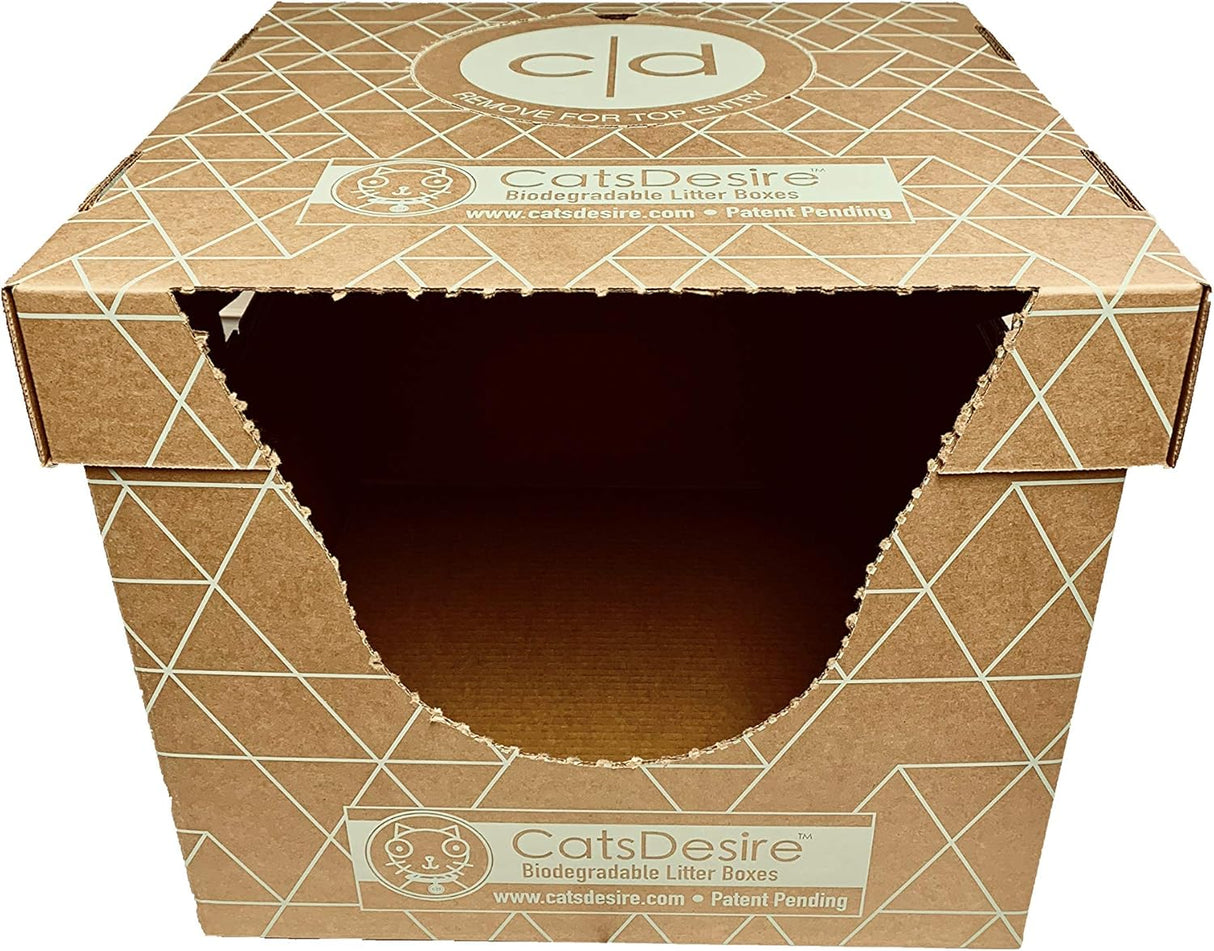 Caja de arena biodegradable de entrada superior o lateral