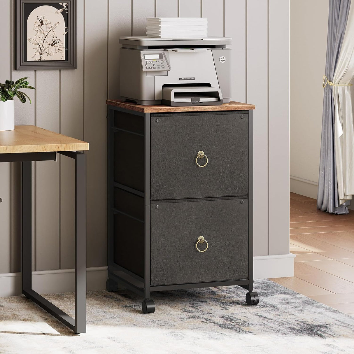 Gabinete de archivo móvil HOOBRO, 2 cajones, modelo BFK20WJ01