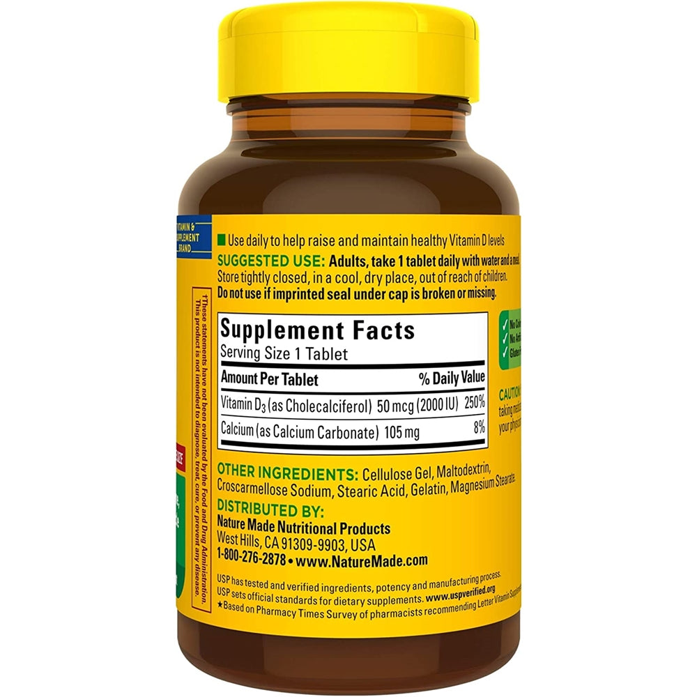 Suplementos Vitamina D3 220 tabletas 2000 UI (50 mcg)