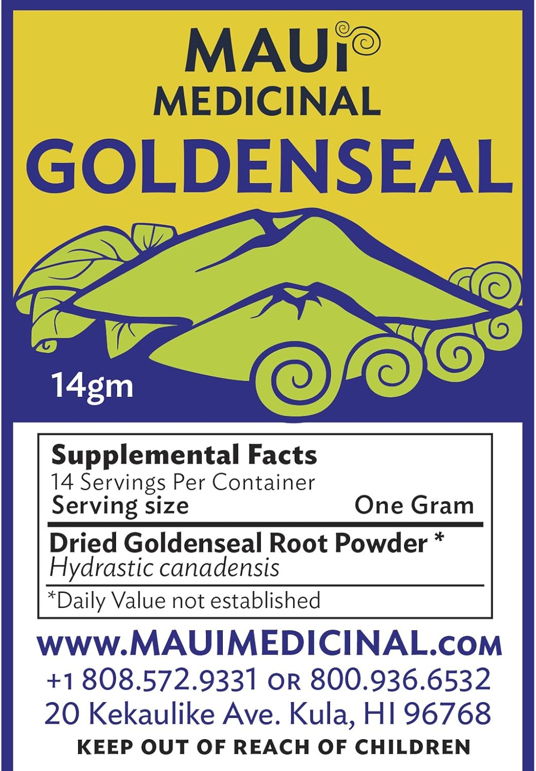 Suplemento Polvo de raíz Goldenseal 0.49 oz 1/2 onza