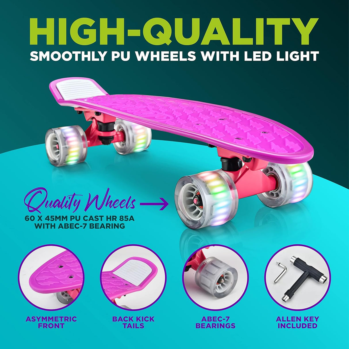Skateboards o patineta lila Hurtle HCSK159