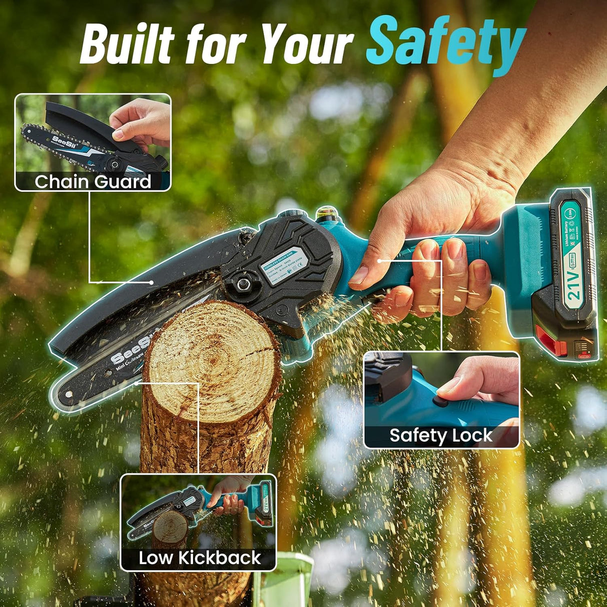 Seesii Mini motosierra inalámbrica 6 con baterías CH600