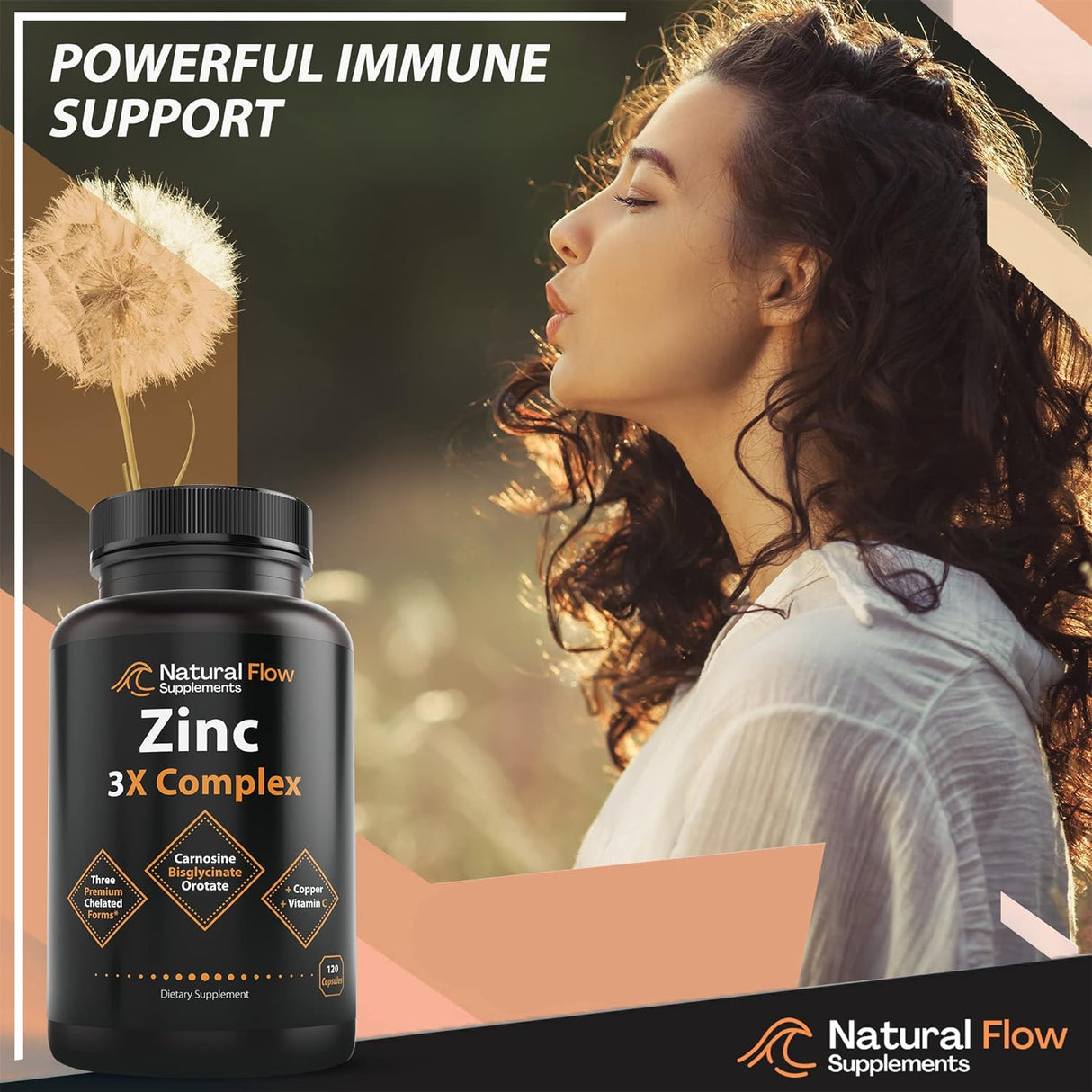 Suplementos de zinc con cobre y vitamina C - Flujo natural