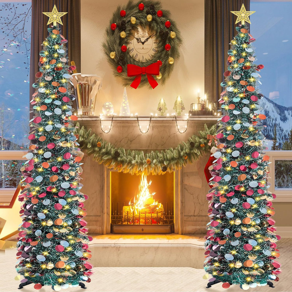 Árbol de Navidad Pop-Up 5 FT con luces temporizadas, modelo HMASYO