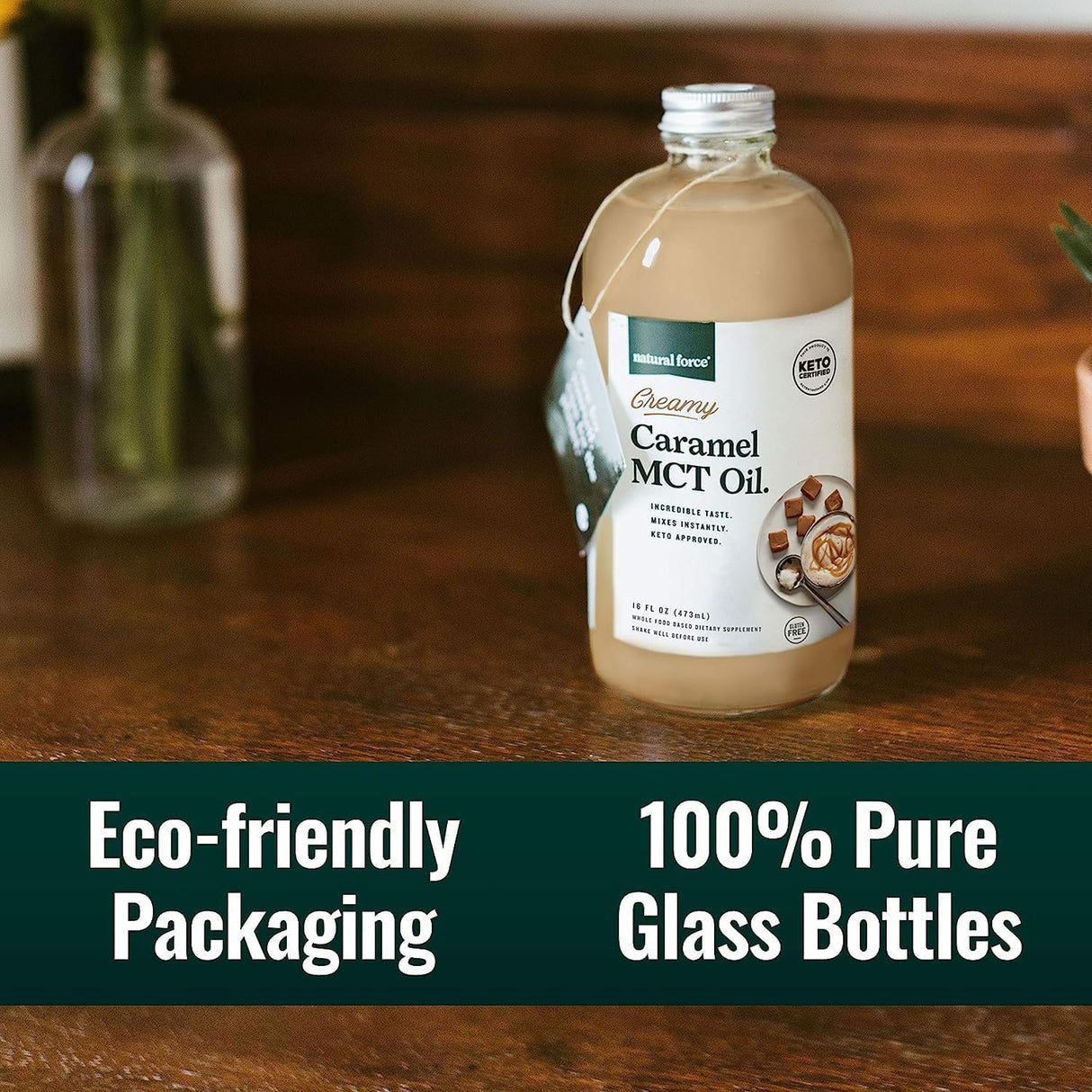 Crema de Caramelo MCT Oil Natural Force - Keto, 16 Oz Botella