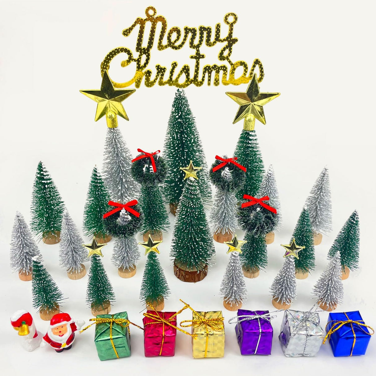 42PCS Árboles de Navidad Miniatura - Decoración Mesa DIY