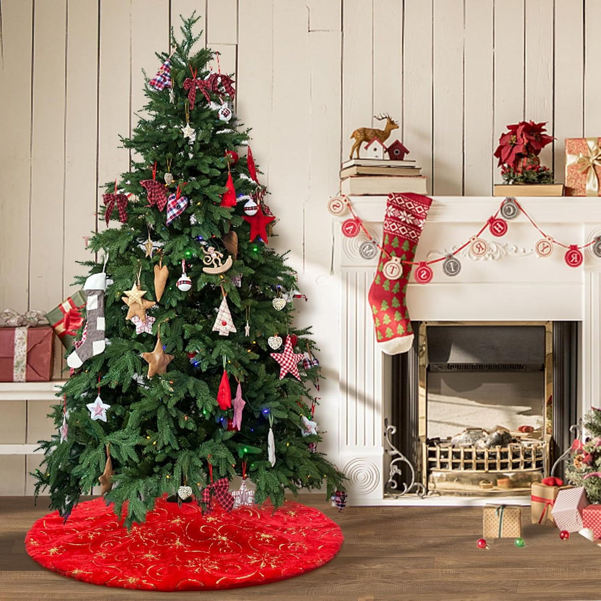 Funda de árbol de Navidad, decorativa, con copos de nieve, 78cm