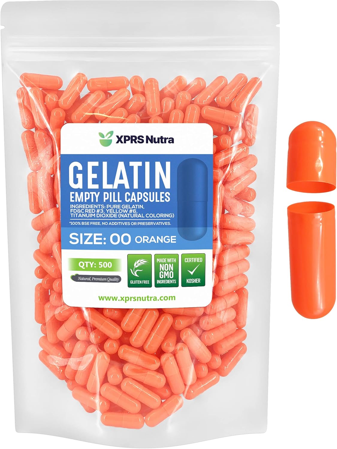 Cápsulas Vacías Gelatina XPRS Nutra 00 - 500 Unidades