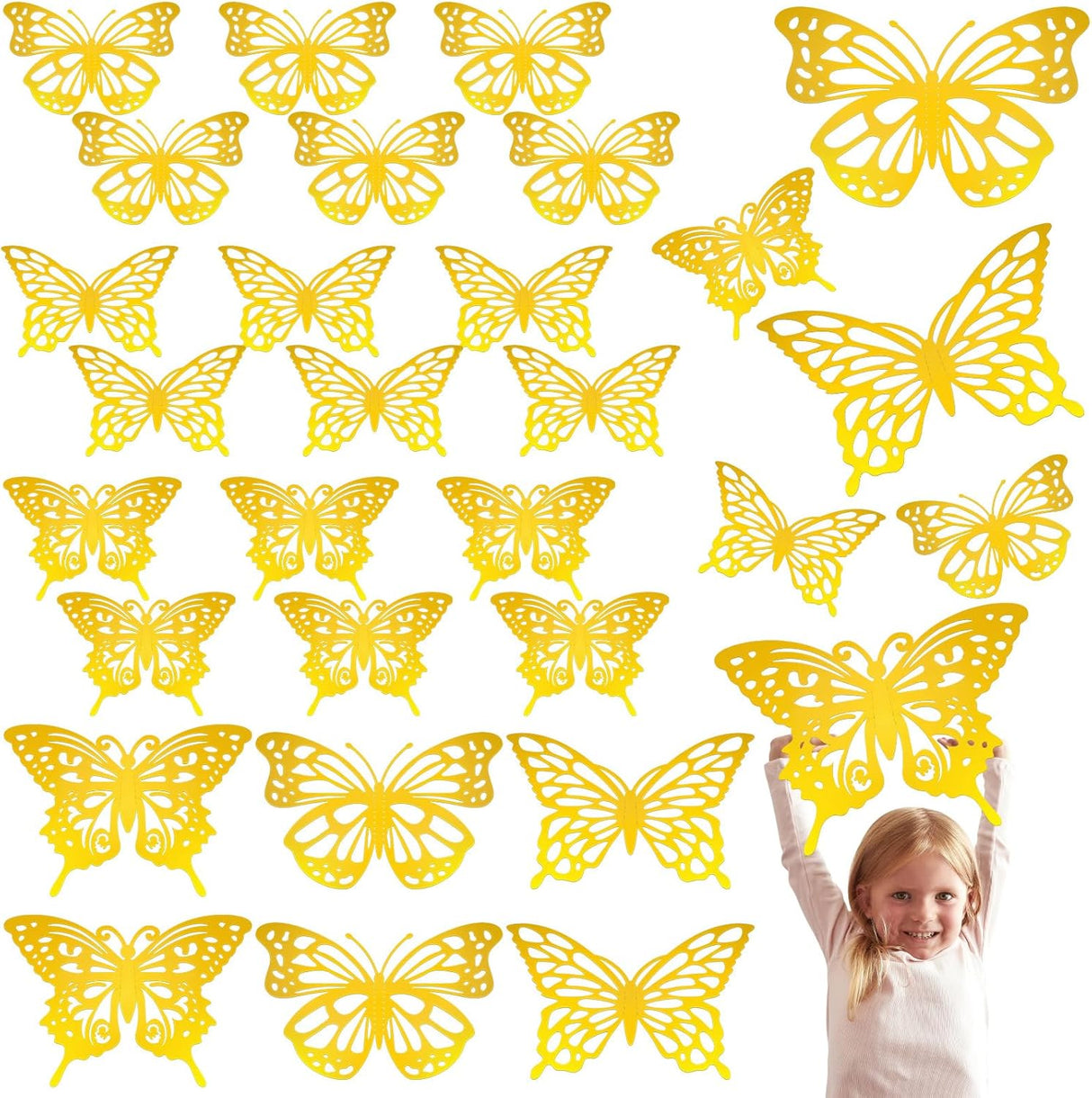 Decoración de Mariposas 3D Yeaqee 24 Pcs para Fiestas
