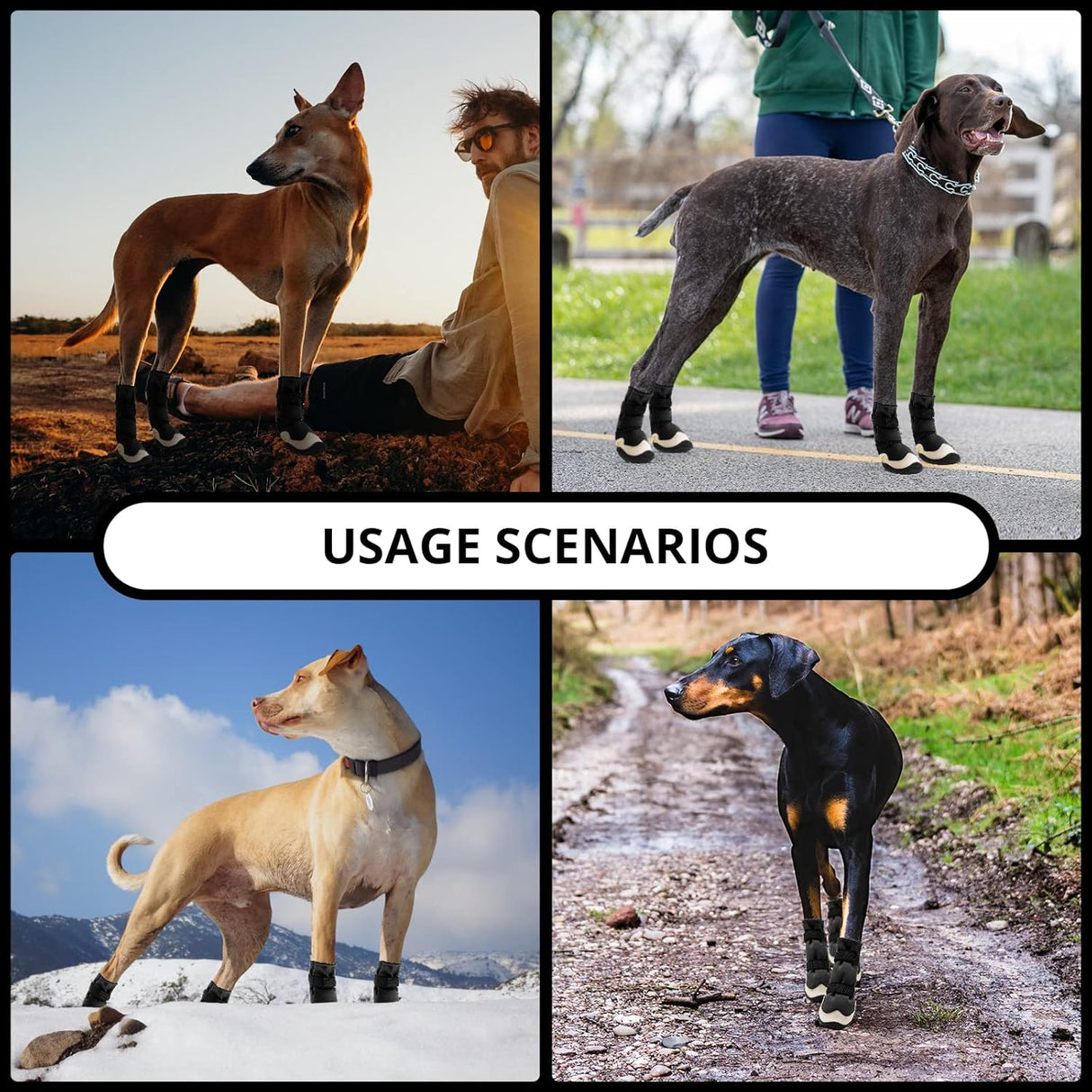 Zapatos impermeables para perros, botines para perros para pavimento caliente con suela antideslizante resistente y reflectante, zapatos para perros pequeños, medianos y grandes, 4 unidades