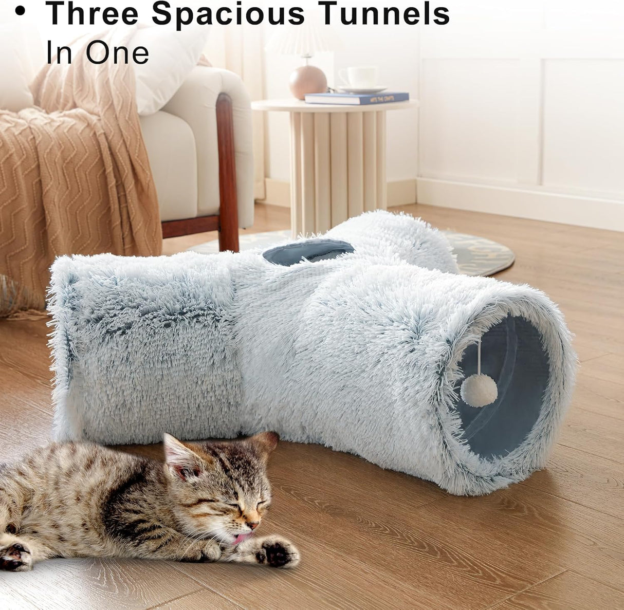 Túnel para gatos Love's Cabin, colapsable 3 vías con pelota