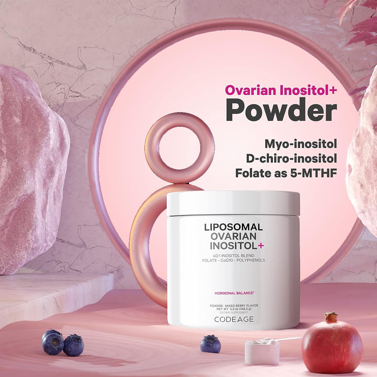 Suplementos en polvo de inositol ovárico liposomal sin OMG