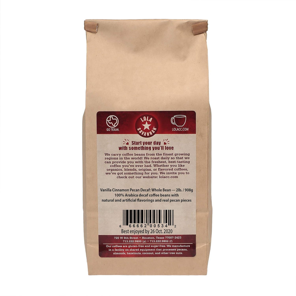 Café Descafeinado Lola Savannah Vainilla, Canela y Nueces 2lb