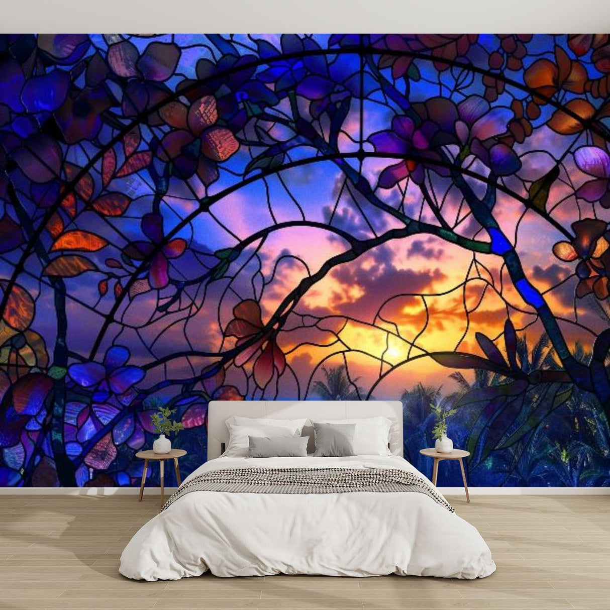 Mural 3D Autoadhesivo Flores Orquídea Hibisco para Decoración