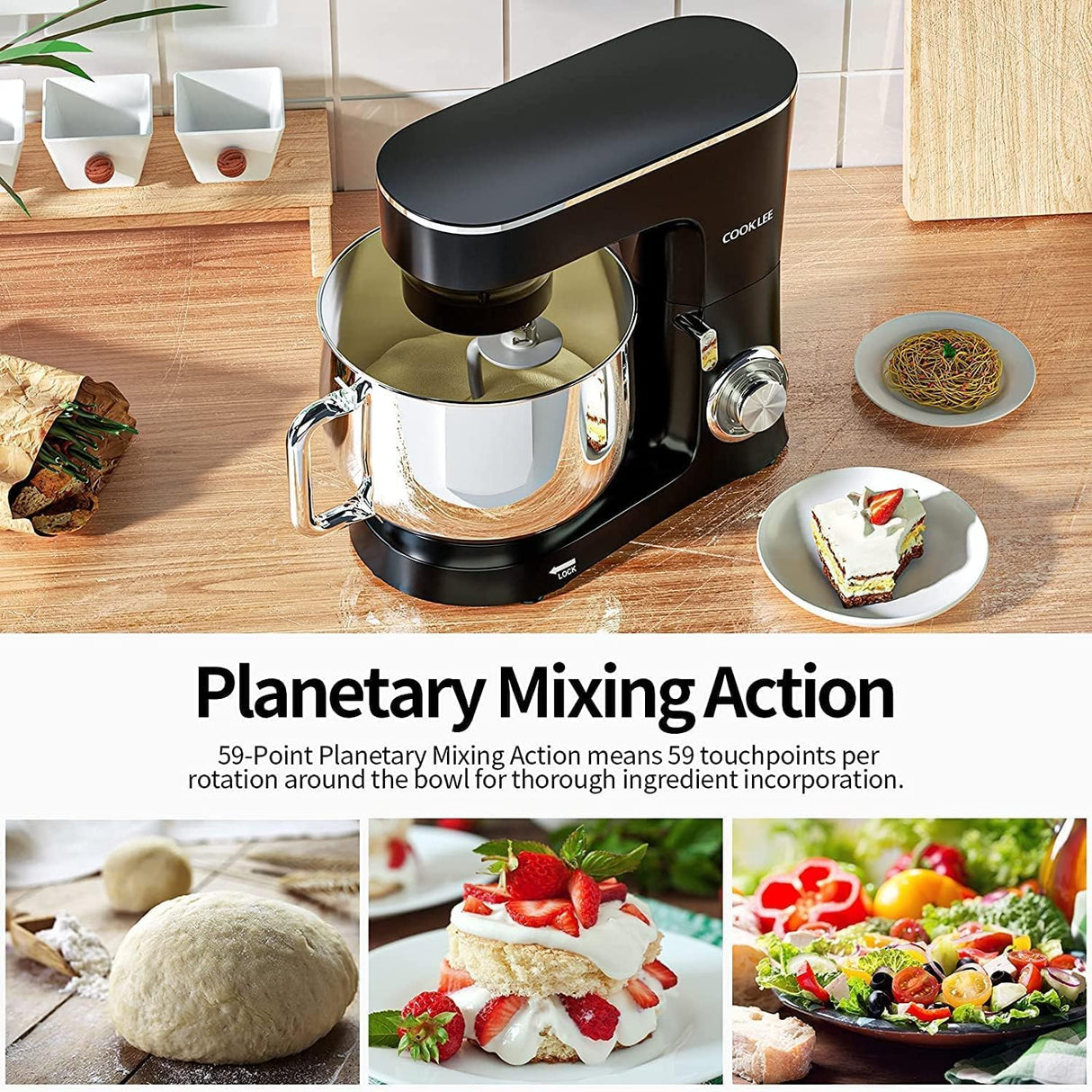 Batidora de Pie COOKLEE 9.5 Qt 660W 10 Velocidades SM-1551