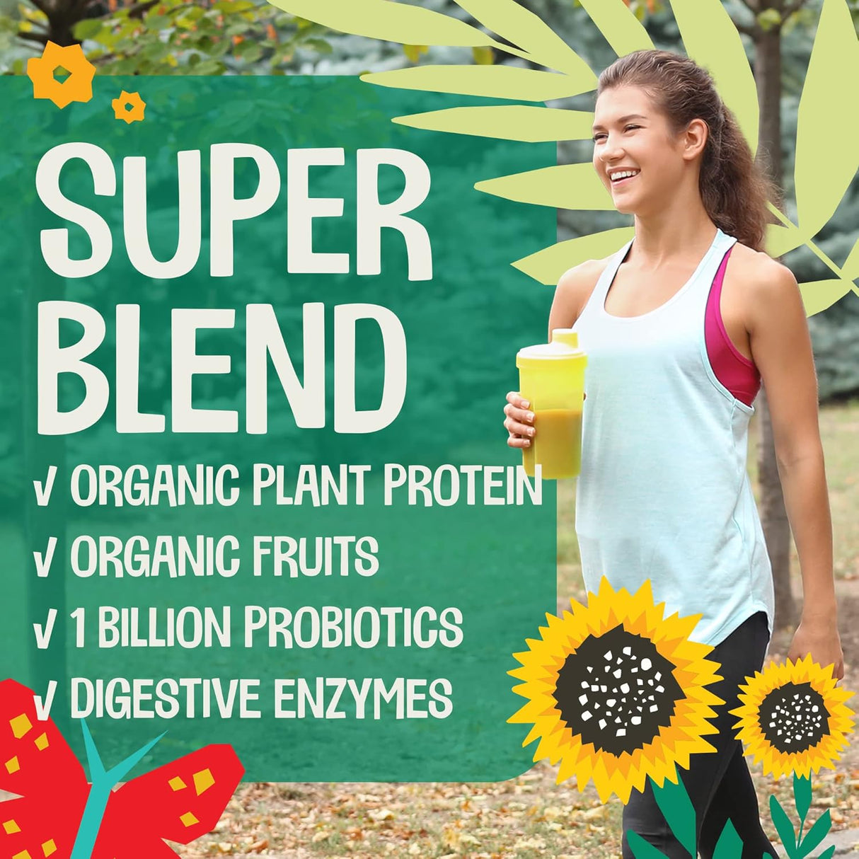 Proteína vegana orgánica en polvo con enzimas digestivas