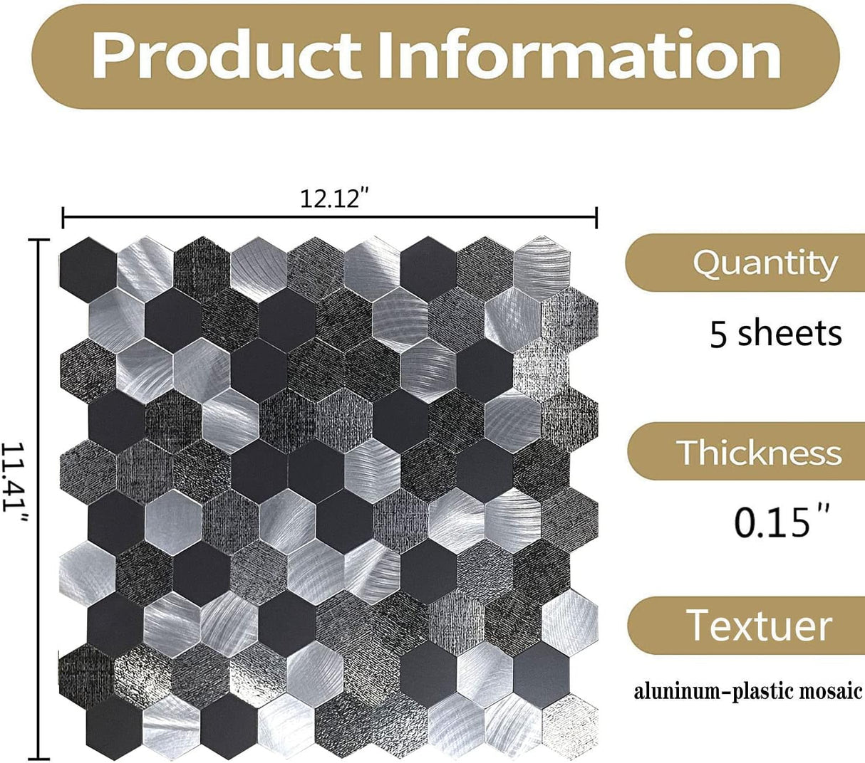 Azulejos de Pared XUANINY, Metal Autoadhesivos 3D, Modelo 10
