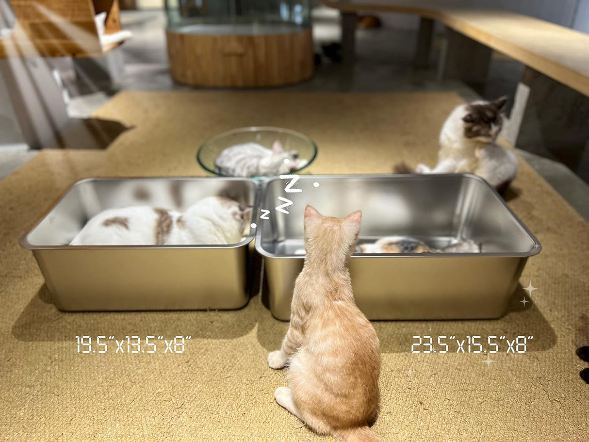 Caja de arena de acero inoxidable para gatos IKITCHEN