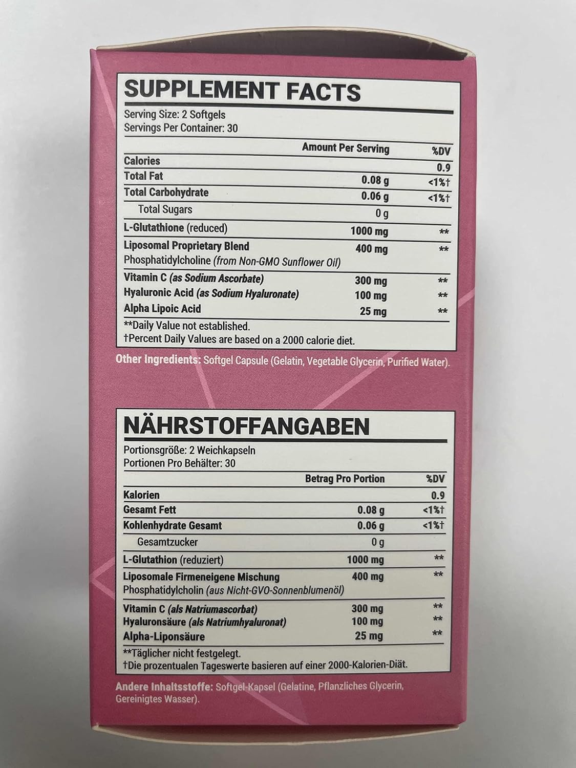 Suplementos Alimenticios Cápsulas blandas de glutatión