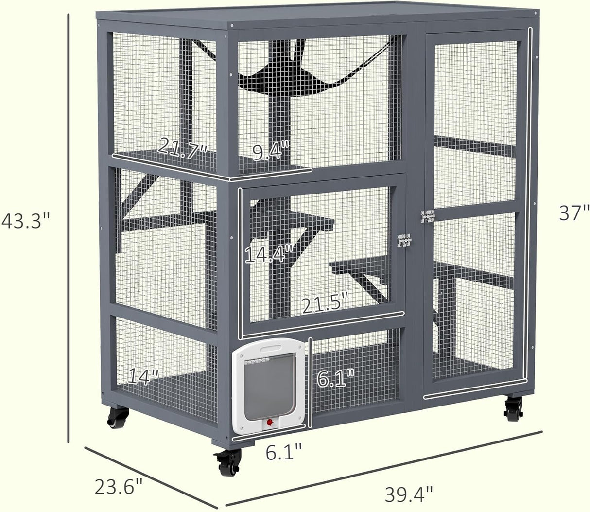 Casa para Gatos Grande PawHut, Enclosure de Madera 39