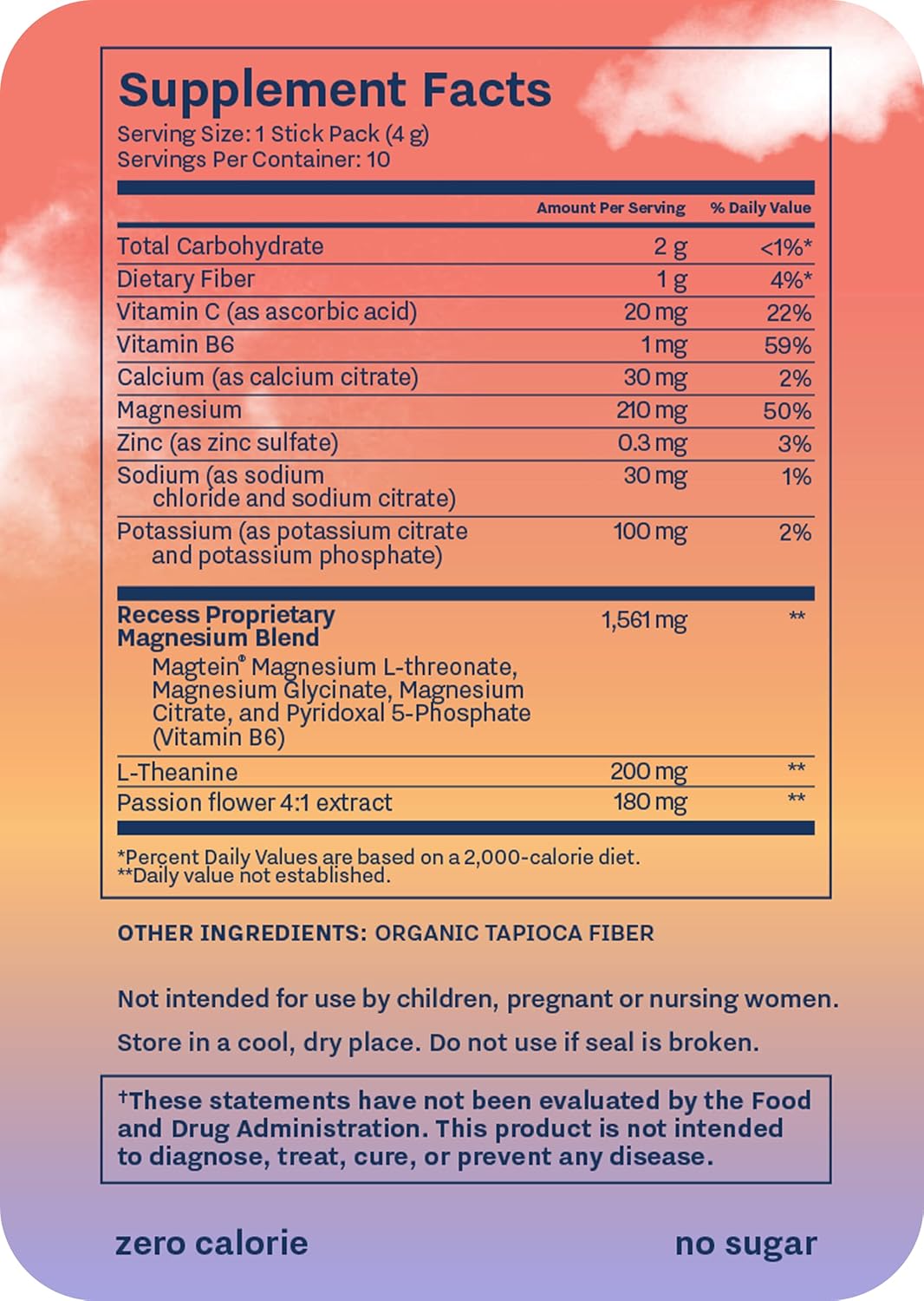 Suplementos Alimenticios mezcla calmante de magnesio