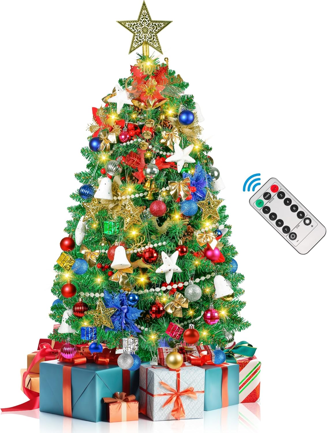 Árbol de Navidad Artificial 3FT, 200 Ramas, 80 Luces LED