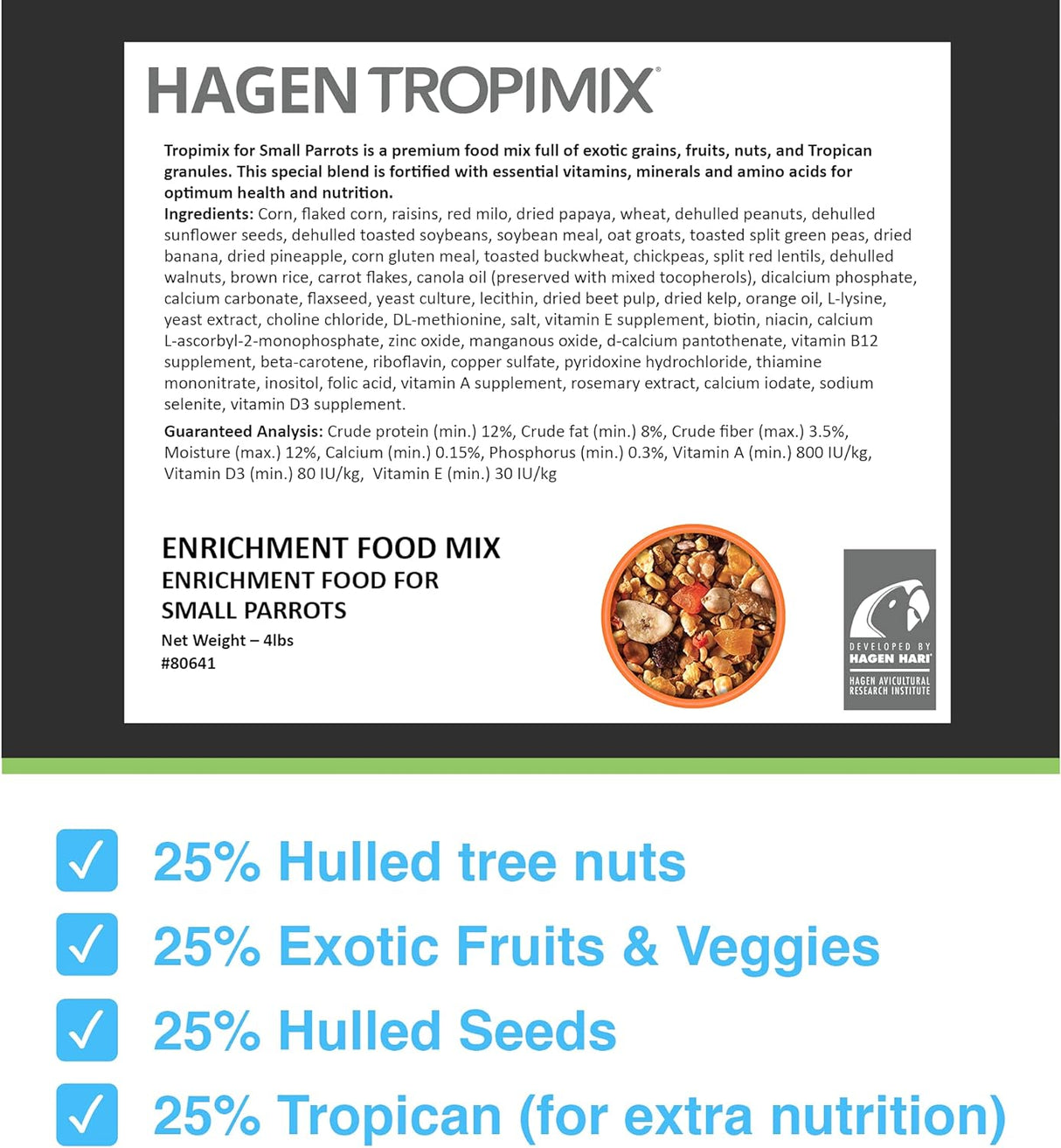 Hari Hagen Tropimix Alimento enriquecedor para loros