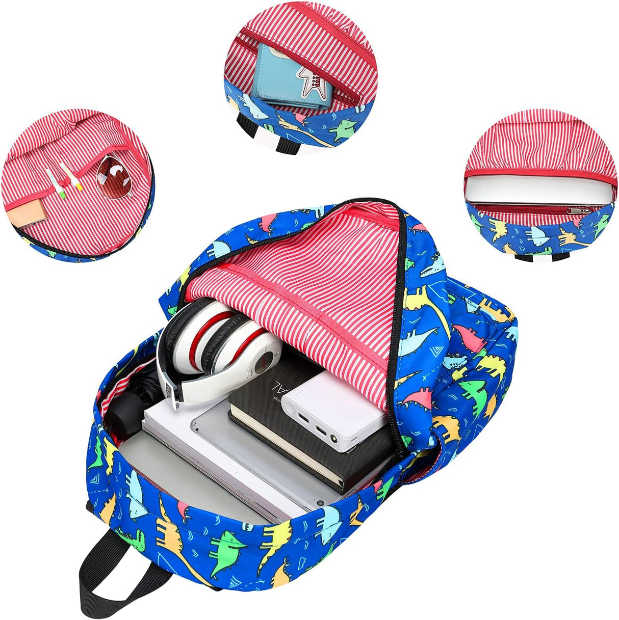 Morral y lonchera escolar con estampados para niños azul