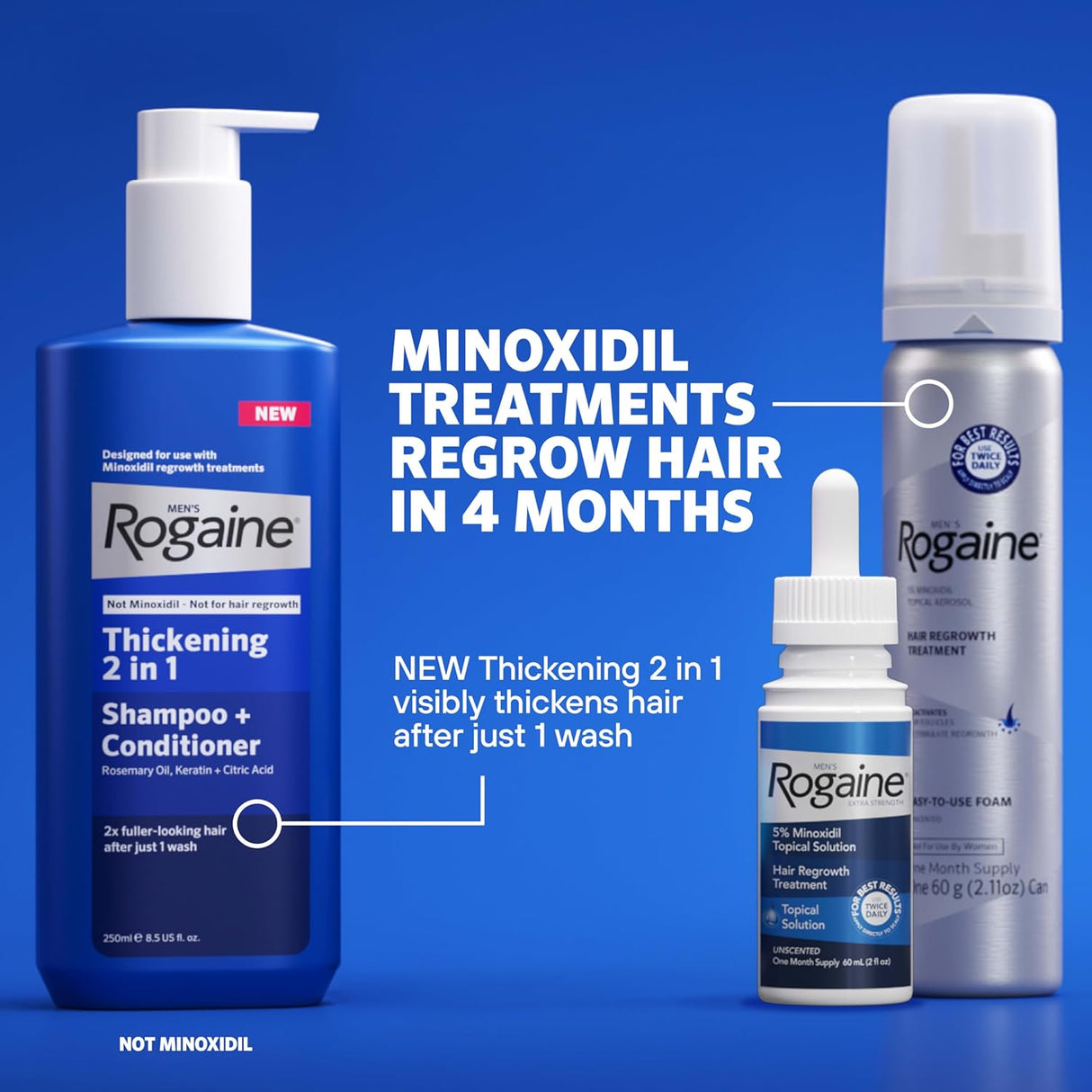 Rogaine Minoxidil 5% Solución Tópica para Hombre, 2 fl oz