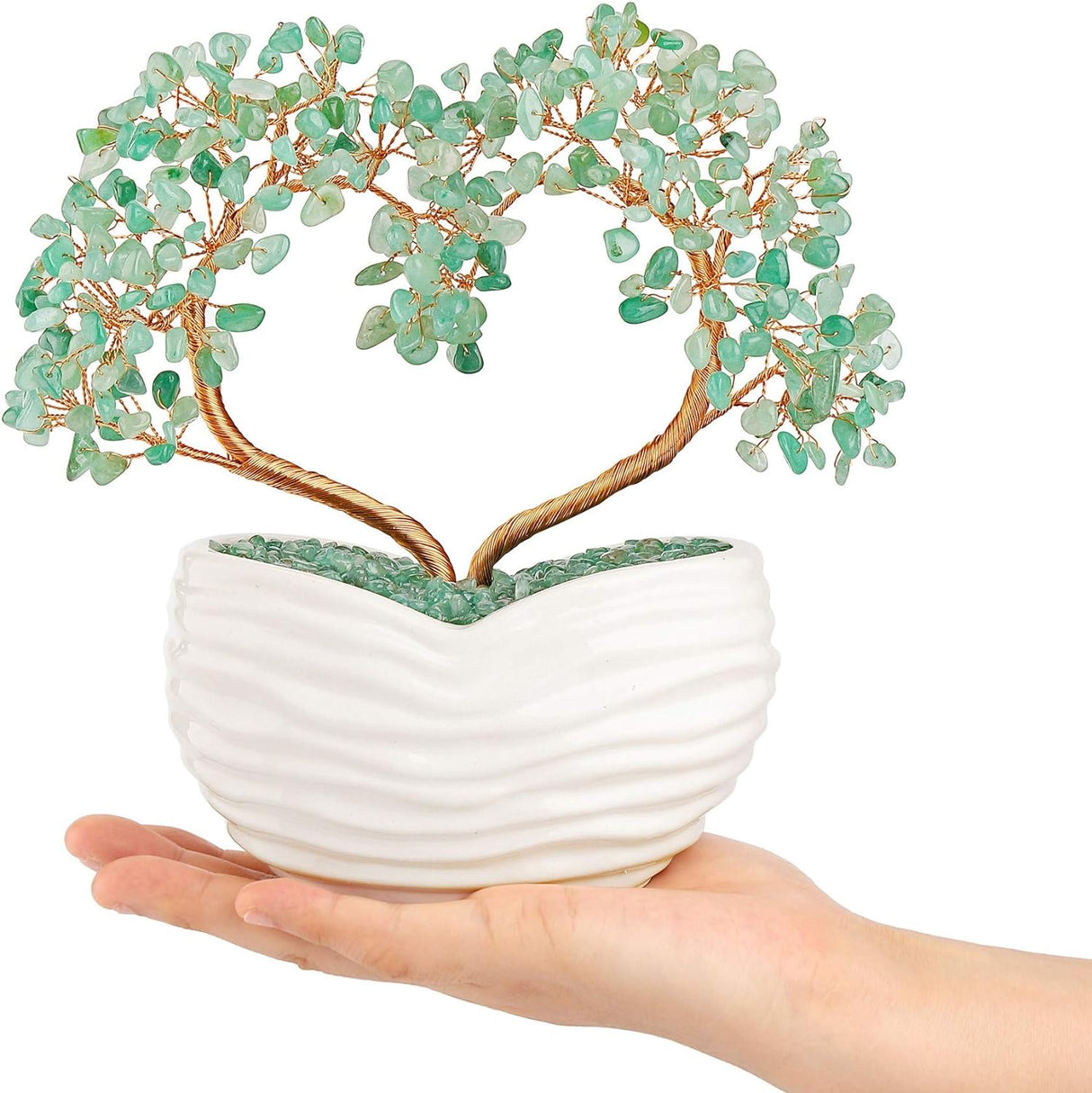 Árbol de dinero con forma de corazón de aventurina verde