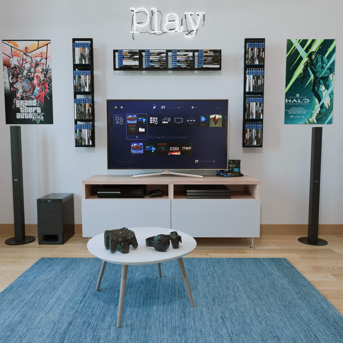 Estantes flotantes para pared, almacenamiento de juegos, set de 5